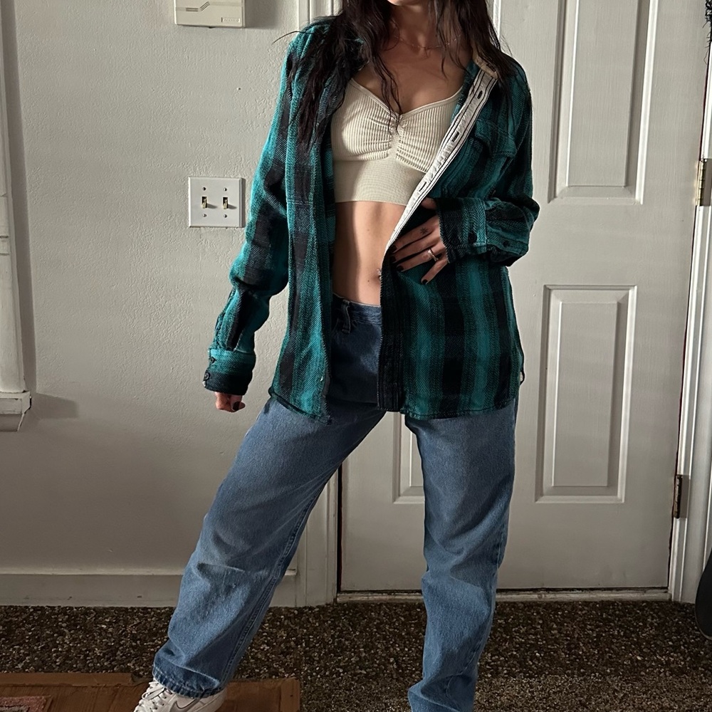 blue / turquoise burton flannel